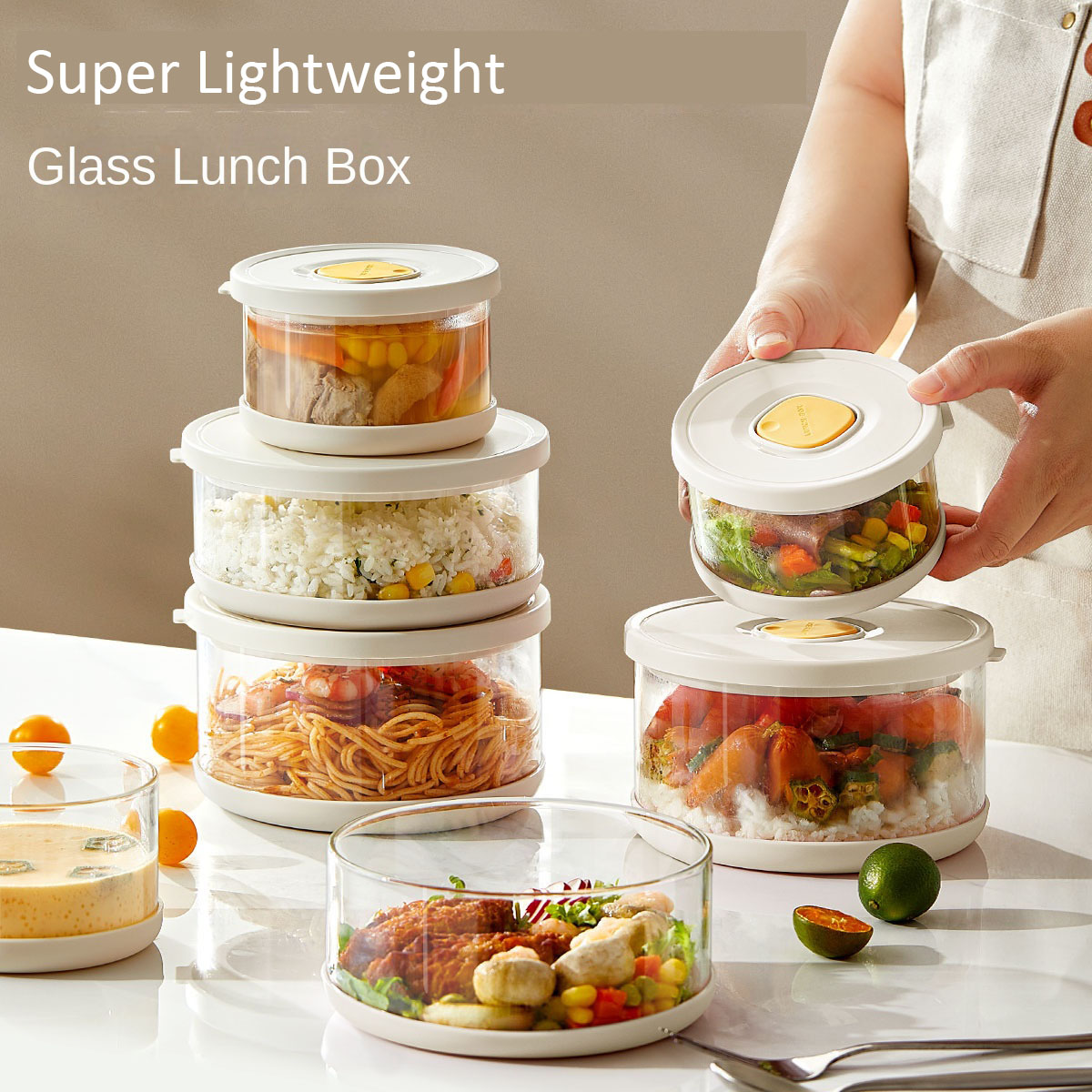 Meal Prep Frozen - ガラス製食品保存容器 密閉 軽量 ランチボックス 冷凍米サラダボウルと蓋付き 漏れ防止