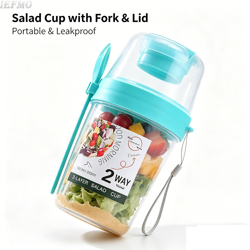 Meal Prep Weight Loss - 持ち運び可能なサラダボウルセット、フォークと蓋付き、野菜/フルーツスナック、ヨーグルト、ダイエット食事の準備に最適なポータブルサラダカップ