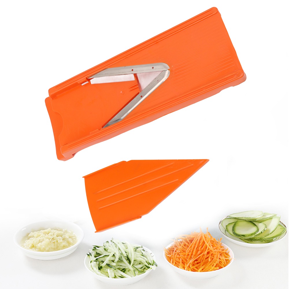 Mandoline Slicer Guard - ABSマンドリンカッター オレンジ ハンドガード付き野菜スライサー V字刃設計 簡単洗浄 手動野菜カッター