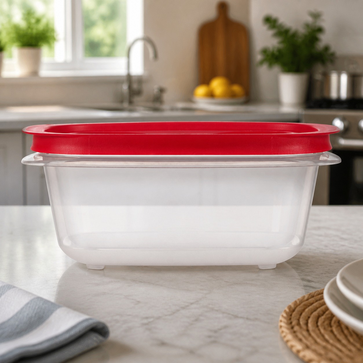 Meal Prep Easy - 赤い長方形の食品保存容器、キッチンでの食事の準備に便利な蓋付き、耐久性のある残り物整理容器