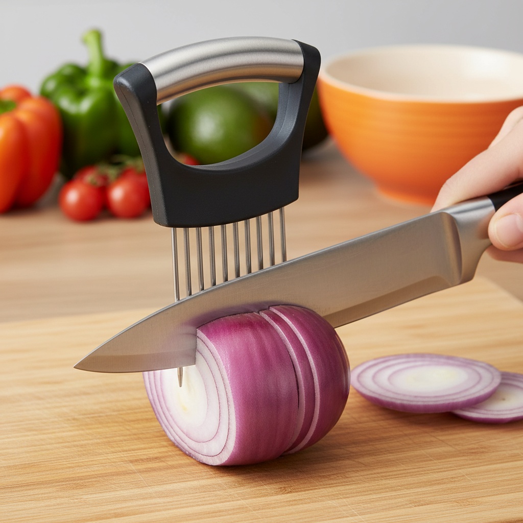 Onion Holder Slicer - 1pc ステンレス鋼オニオンスライサーホルダー多目的肉軟化剤野菜ポテトトマトレモン切断ツールフルグリップ