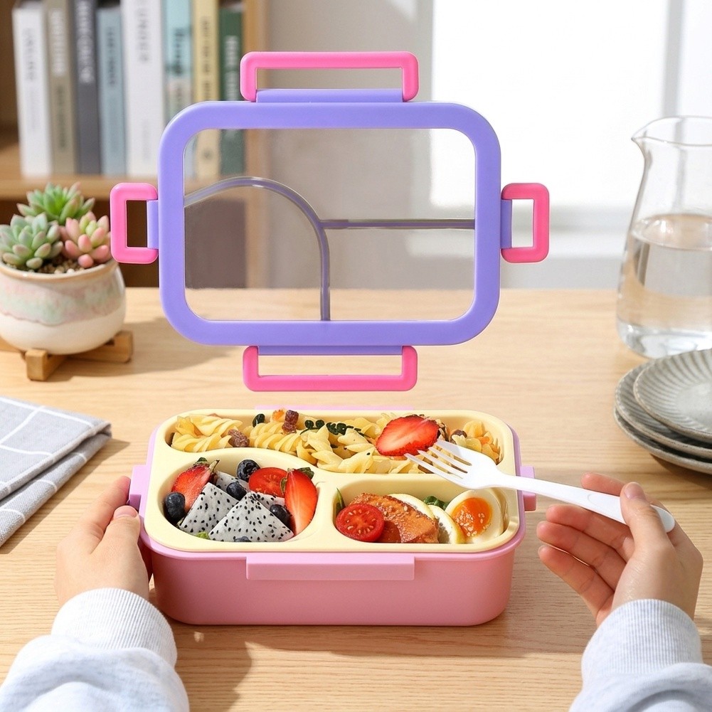 Meal Prep Recipes - ステンレス製弁当箱/3区画漏れ防止ランチコンテナ、学校、仕事、旅行用、再利用可能、食器洗い機対応、食事準備キット