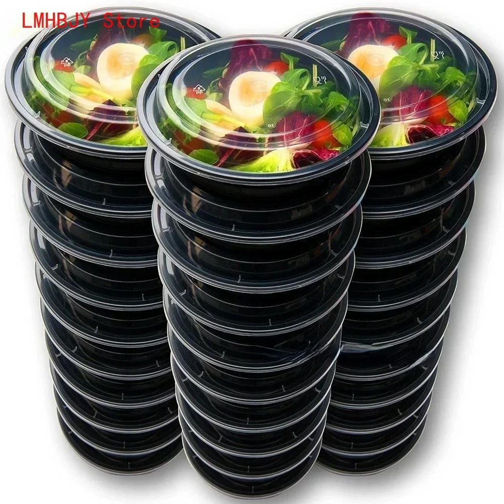 Meal Prep Gym - ふた付きプラスチック製食品容器,食品調理容器,ポータブル弁当弁当箱,1コンパートメント,円形または正方形の弁当箱,屋外