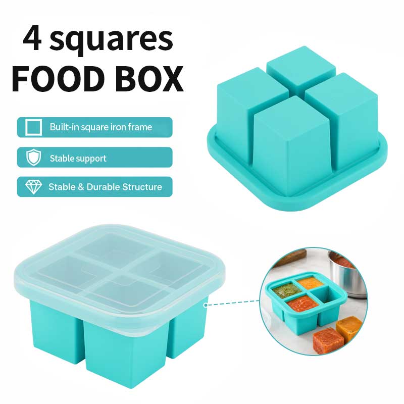 Meal Prep Easy - シリコン製4仕切りフードストレージボックス（蓋付き）、スープ、ソース、ピューレ用冷凍容器、食事準備用ランチボックス、再利用可能、簡単洗浄