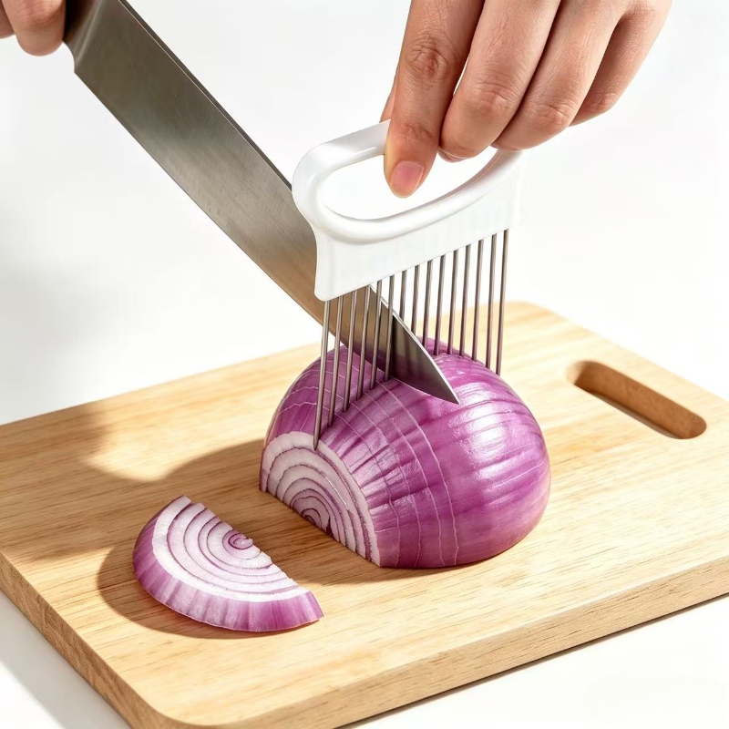 Onion Holder Slicer - このカラフルな玉ねぎスライサーで玉ねぎを楽々スライス。キッチン用ステンレス製ポテトチップス・玉ねぎホルダー。
