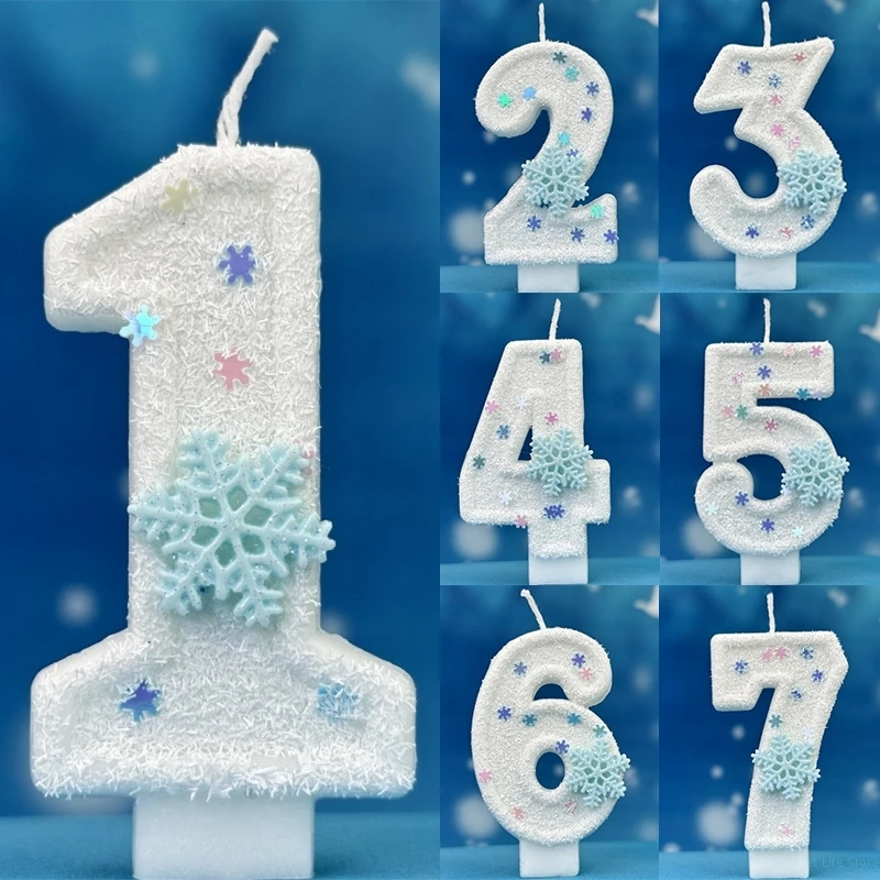 Meal Prep Frozen - クリスマス誕生日番号キャンドルスノーフレーク冷凍デジタルキャンドル 0-9 番号ケーキトッパー誕生日パーティーの装飾ベビーシャワー