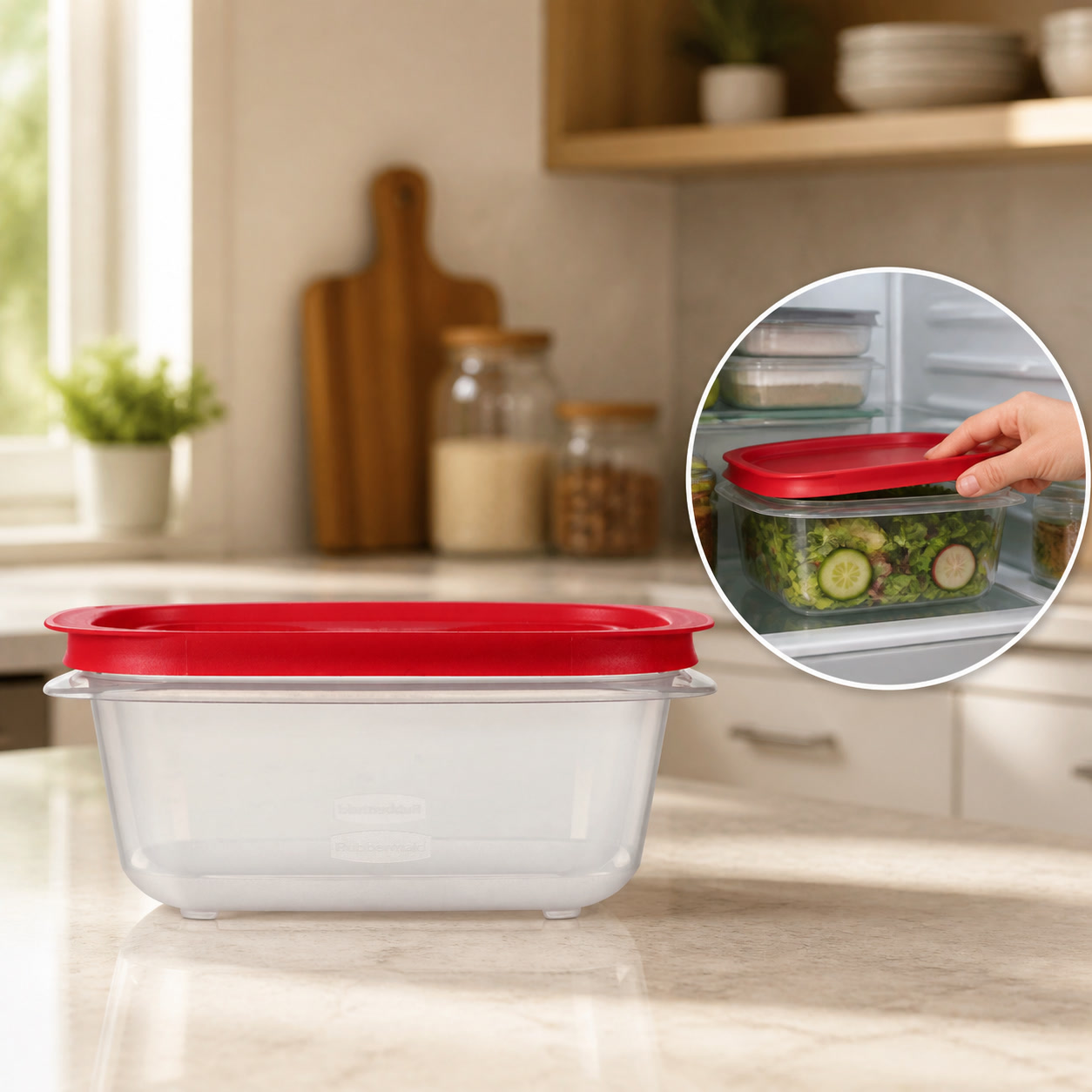 Meal Prep Easy - 5.26カップ長方形食品保存容器、赤いイージーストア蓋付き、積み重ね可能なキッチン用ミールプレップボックス