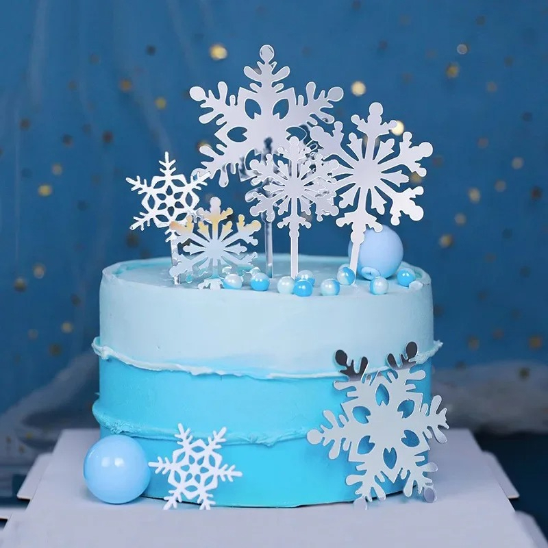 Meal Prep Frozen - 16 個スノーフレークカップケーキトッパーフローズンテーマケーキデコレーション誕生日パーティーデコレーションクリスマスケーキ用品アクセサリー