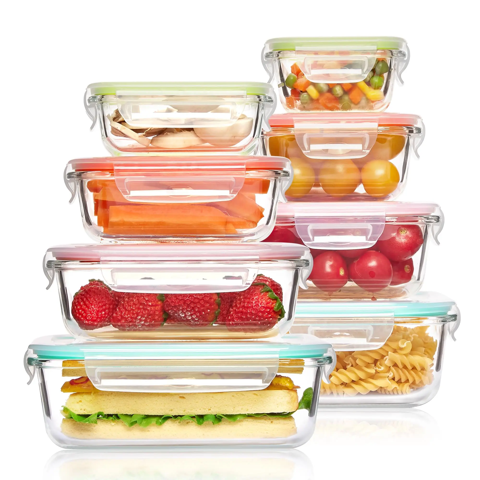 Meal Prep Recipes - ガラスランチボックス食品保存容器、食事の準備、気密弁当箱、電子レンジ、オーブン、冷凍庫、食器洗い機用、BPAフリー