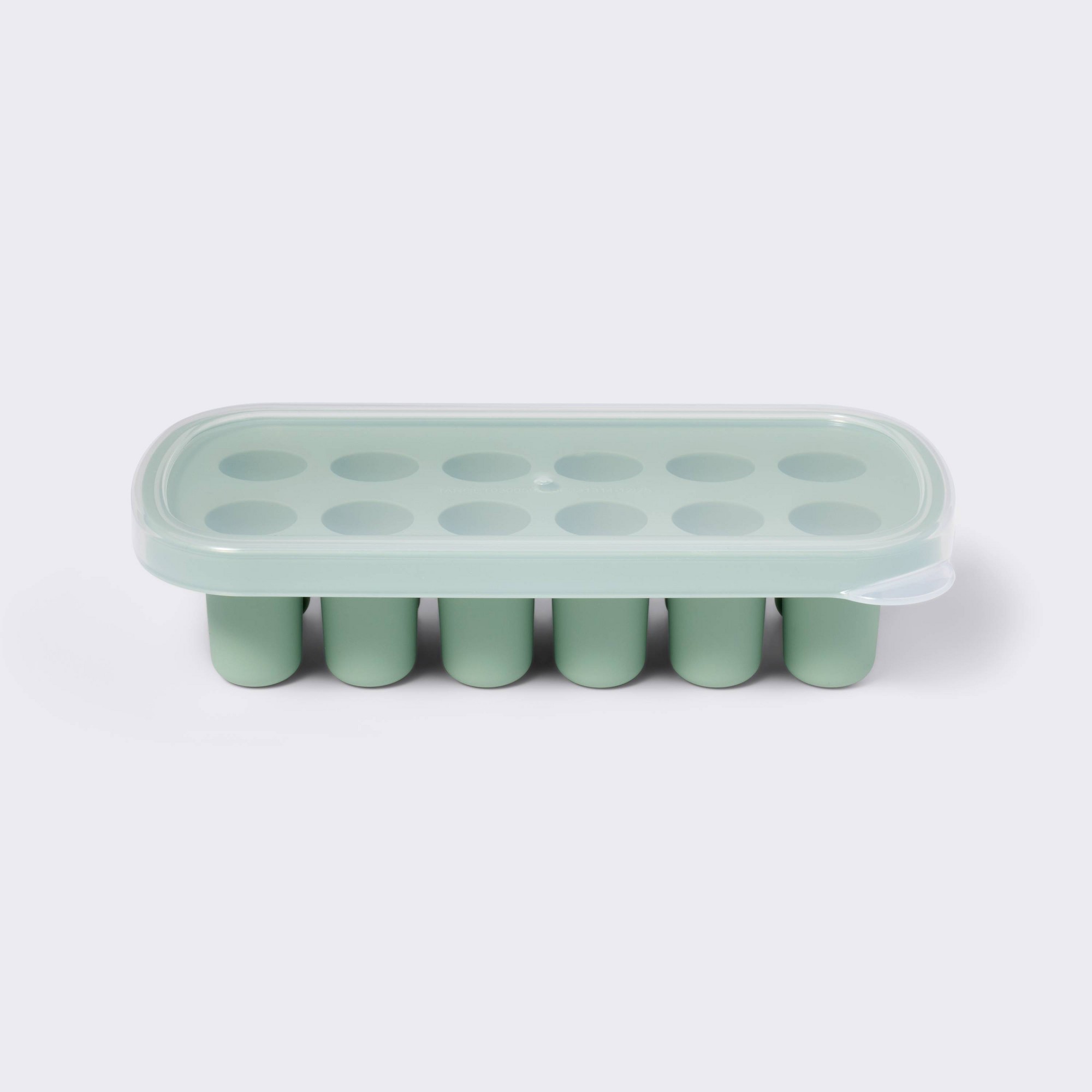 Meal Prep Easy - グリーンのベビーフード冷凍トレイ、ピューレ、スナック、食事の準備に使える柔軟なポーション保存型、取り出しやすい