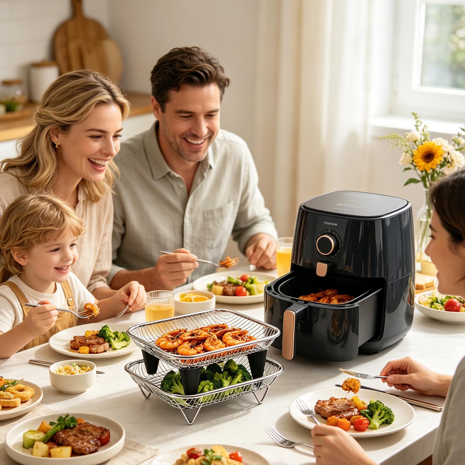 エアフライヤーバスケット ステンレススチール製スタッカブルト - Meal Prep Recipes のレビューと価格