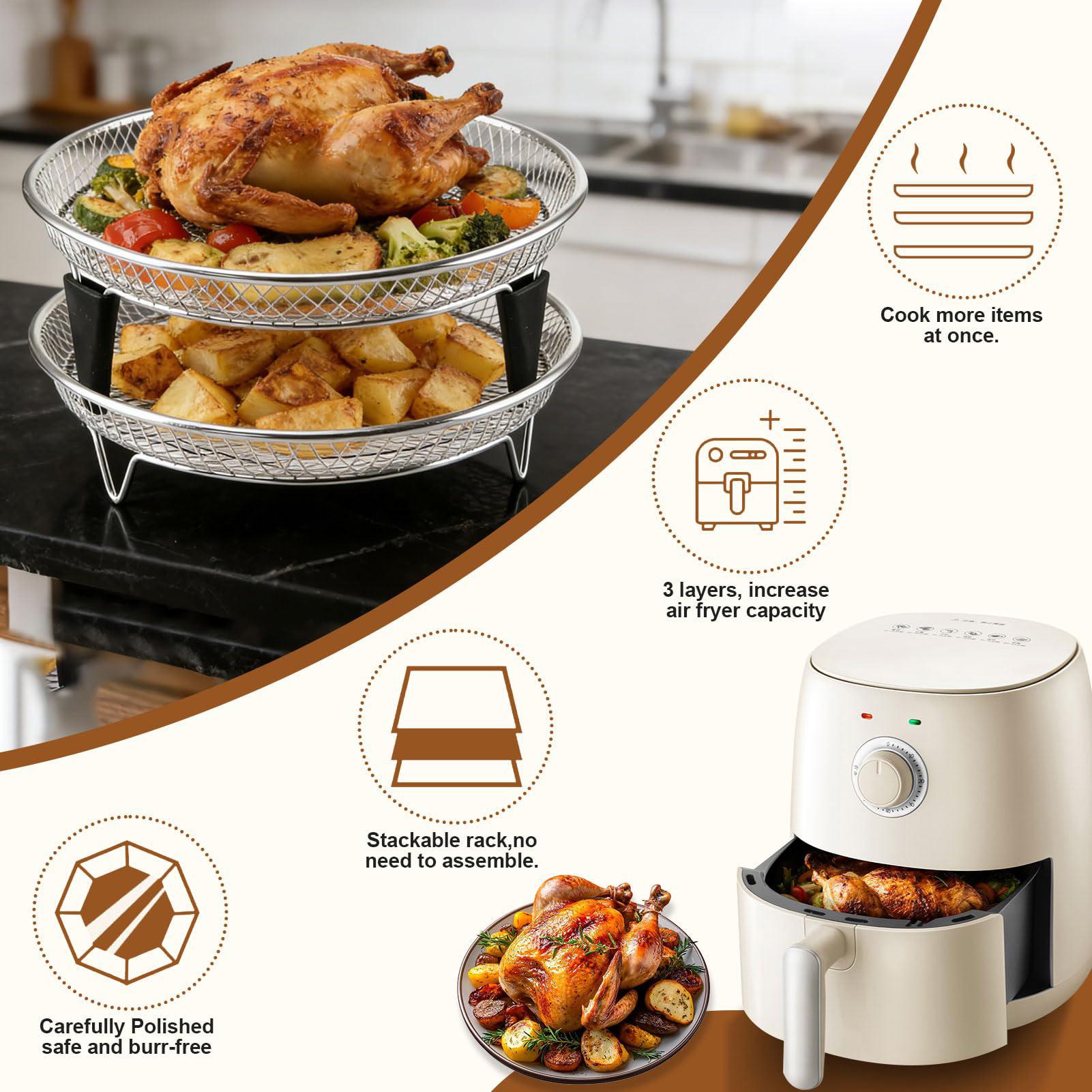 エアフライヤーバスケット ステンレススチール製スタッカブルト - Meal Prep Recipes のレビューと価格