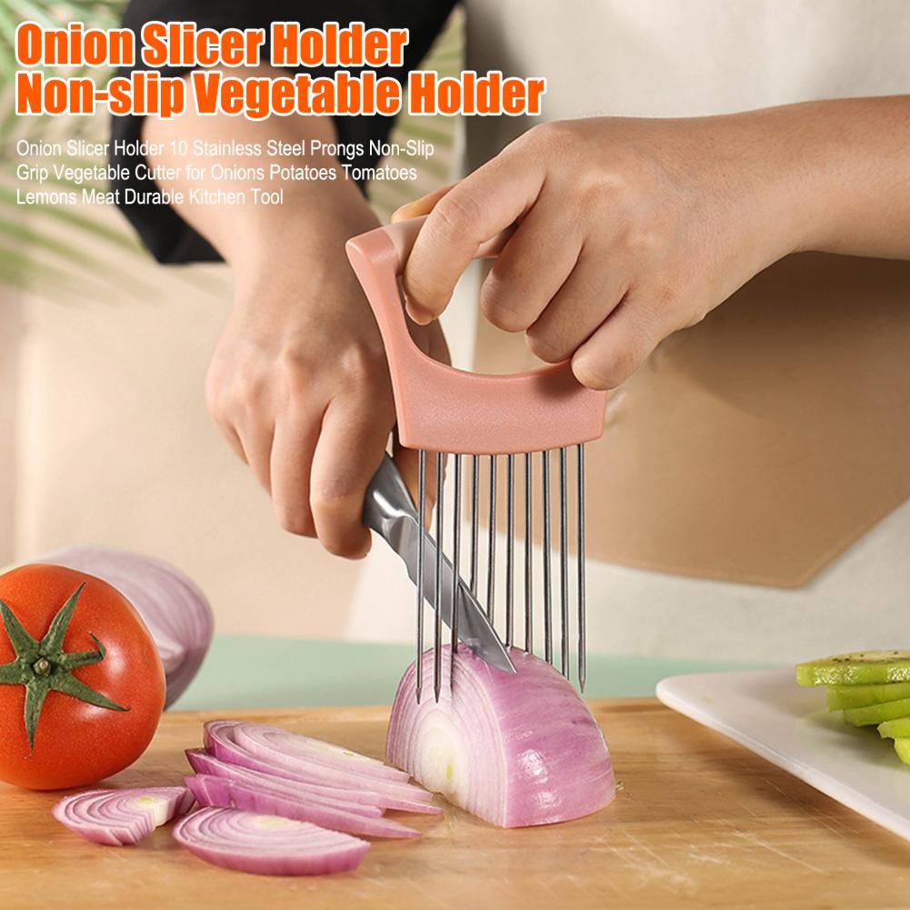 野菜スライスツール 玉ねぎスライサーホルダー 10本のステン - Onion Holder Slicer のレビューと価格