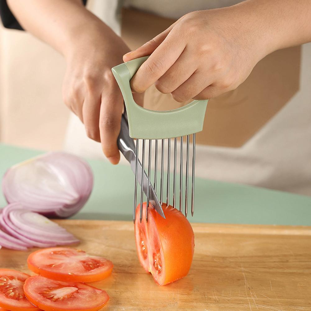 野菜スライスツール 玉ねぎスライサーホルダー 10本のステン - Onion Holder Slicer のレビューと価格