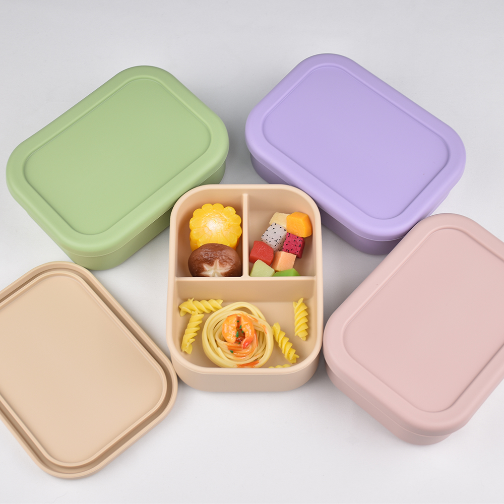 3つのコンパートメントに分かれた食品グレードシリコン製弁当箱 - Meal Prep Recipes のレビューと価格