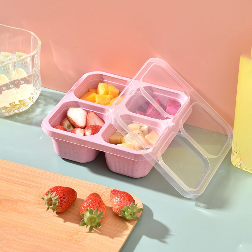 1個入り 再利用可能な小麦ストロー素材 4仕切り付きフードコ - Meal Prep Recipes のレビューと価格