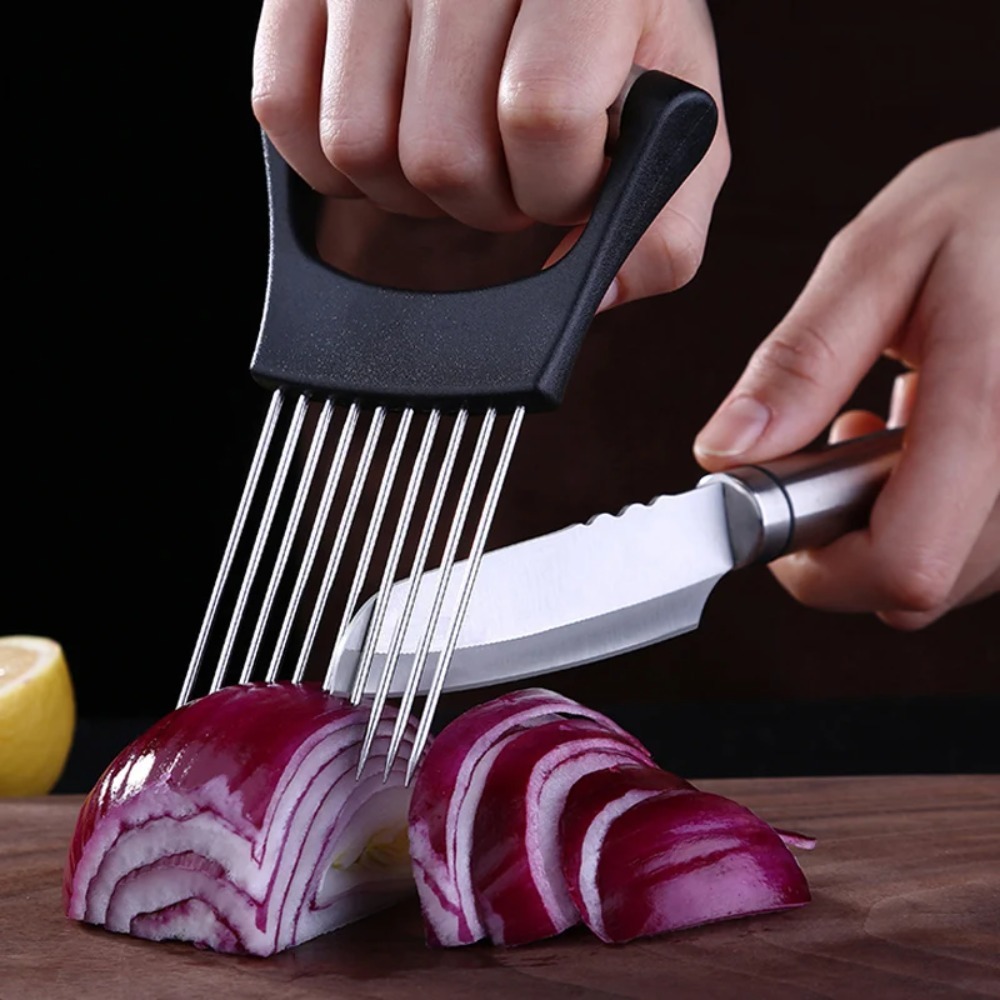 ステンレス製玉ねぎカッターホルダー、食品スライス補助具、トマ - Onion Holder Slicer のレビューと価格