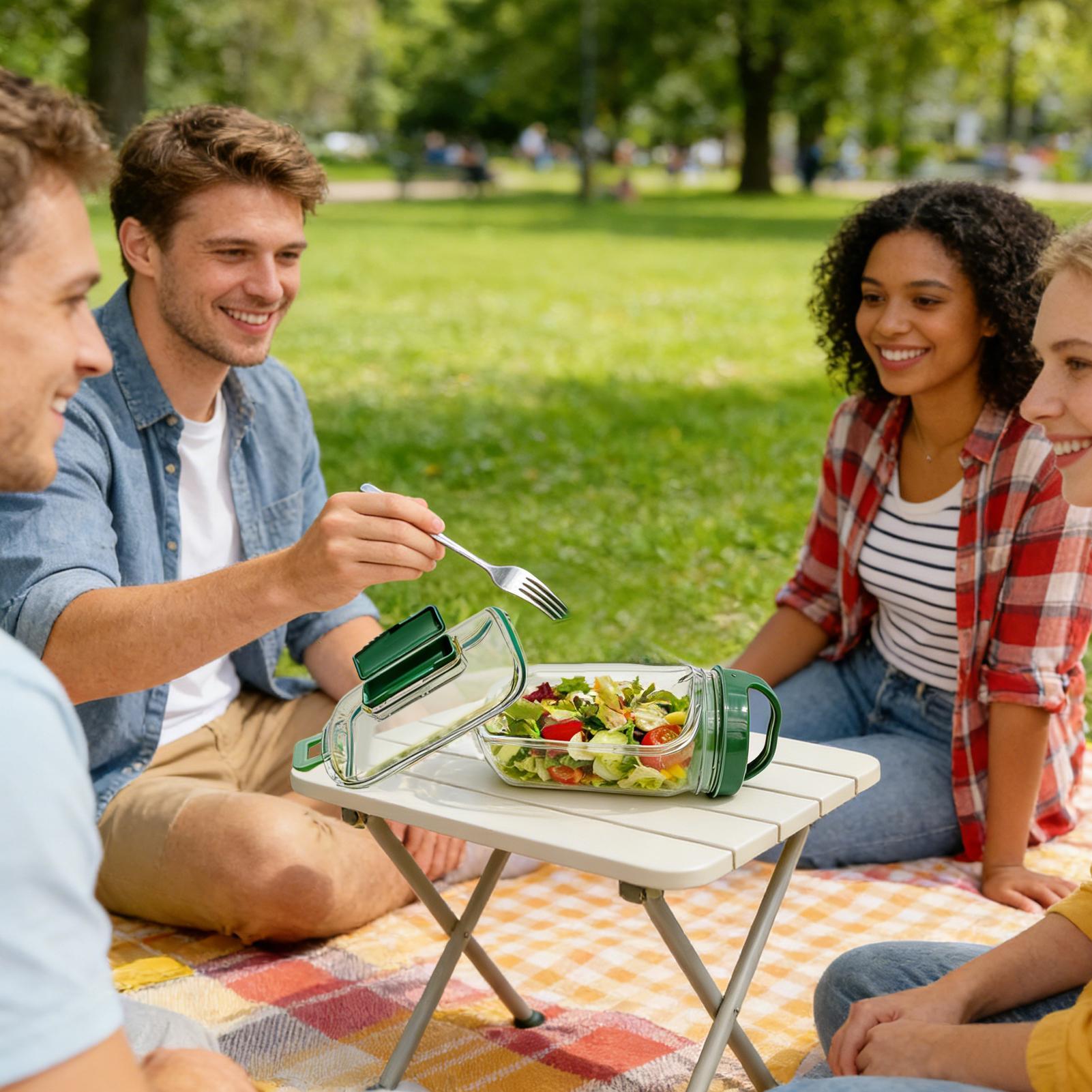 1000ml漏れ防止サラダ容器、サイドオープン式サラダジャー - Meal Prep Gym のレビューと価格