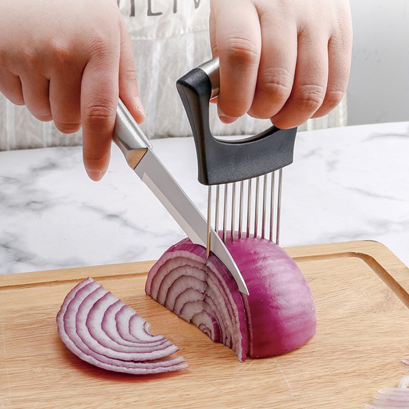 ステンレス製オニオンスライサーホルダー、多目的肉軟化剤、野菜 - Onion Holder Slicer のレビューと価格