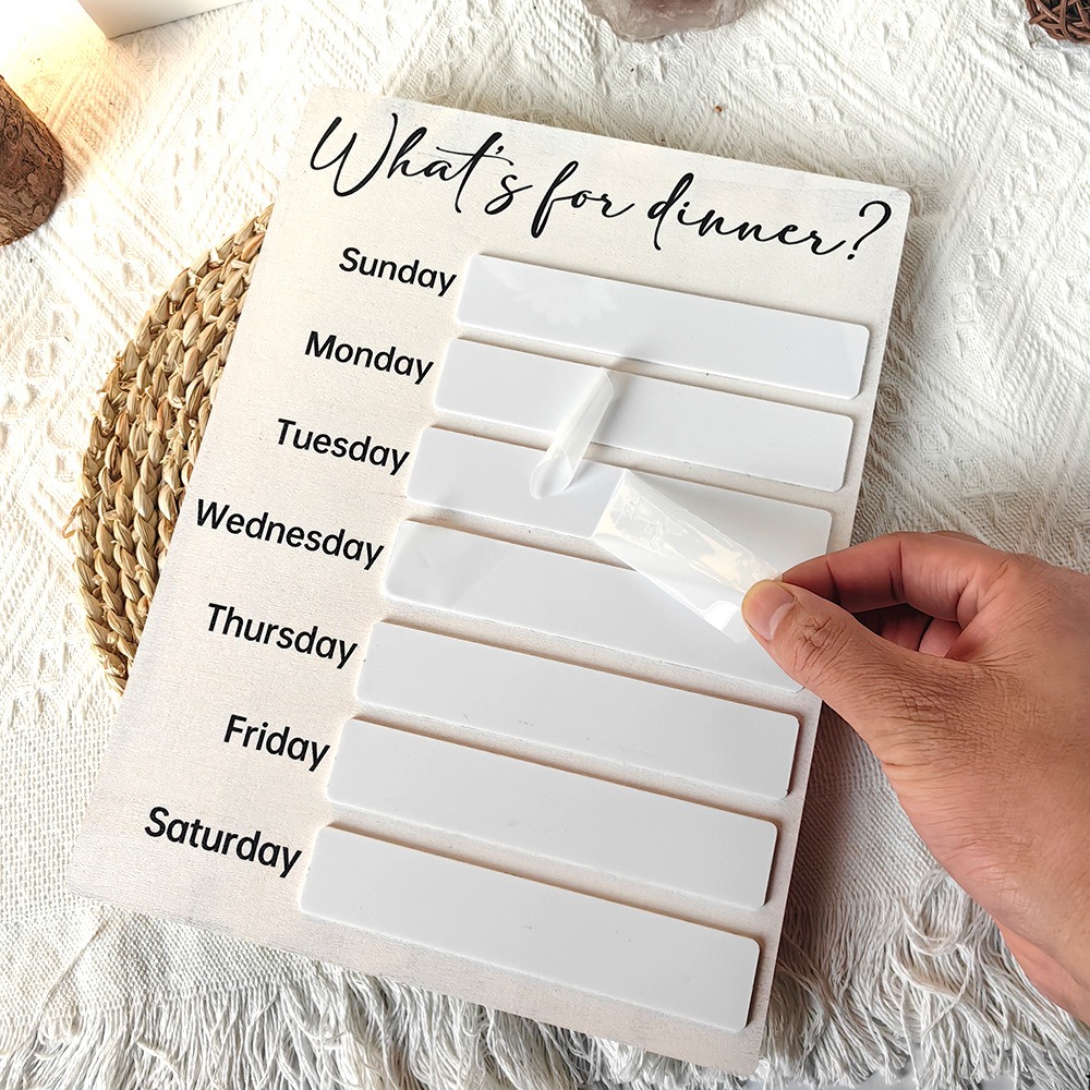 多機能マグネット式冷蔵庫用ミールプランナー 木製 ペン付き  - Meal Prep Weekly のレビューと価格