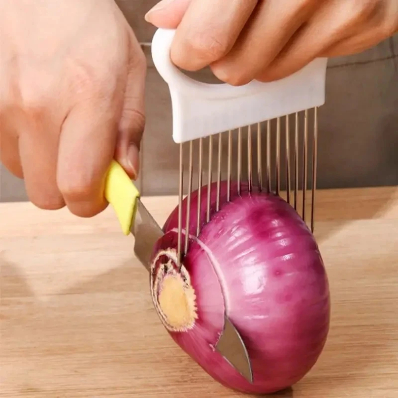 ステンレス鋼オニオンカッターホルダー食品スライサーアシスタン - Onion Holder Slicer のレビューと価格