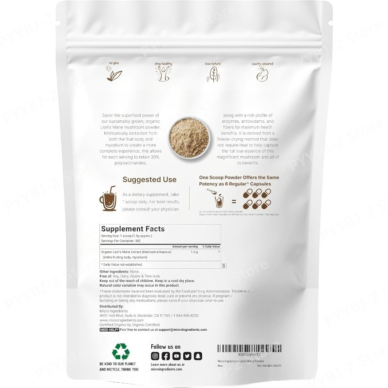 オーガニックライオンズメーンマッシュルームパウダーは、脳の集 - Meal Prep Smoothies のレビューと価格