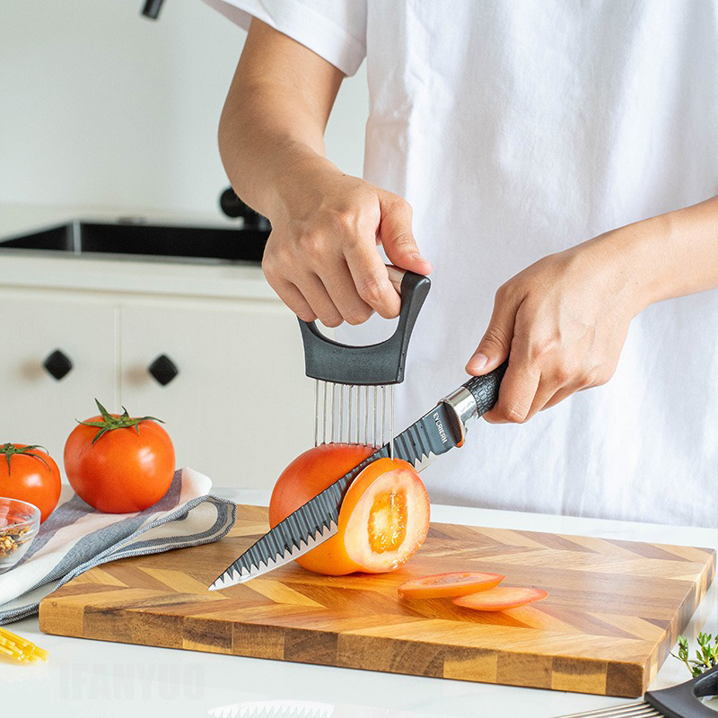 カラフルな玉ねぎスライサー、ステンレス製ホルダー付き、簡単玉 - Onion Holder Slicer のレビューと価格