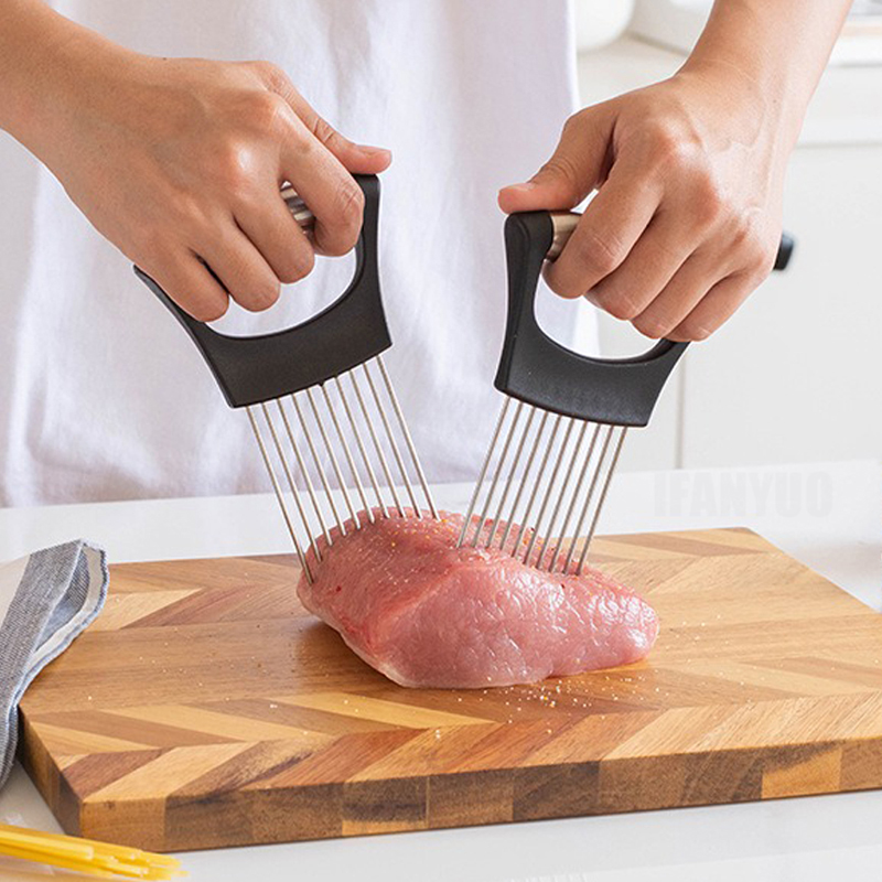 カラフルな玉ねぎスライサー、ステンレス製ホルダー付き、簡単玉 - Onion Holder Slicer のレビューと価格