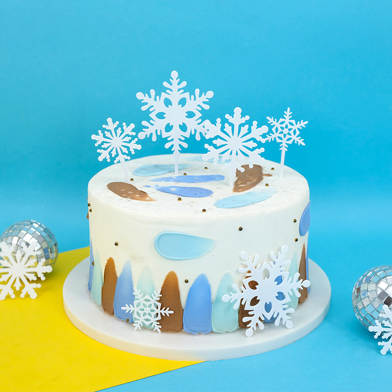 冷凍スノーフレークテーマ誕生日パーティーケーキトッパーアクリ - Meal Prep Frozen のレビューと価格